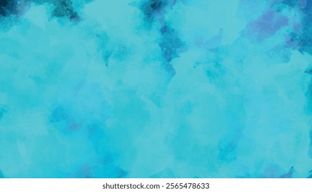 Bright blue sky with soft fluffy clouds in watercolor. Abstract beautiful and soft cloudy blue clouds.