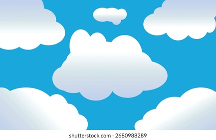 Cielo azul brillante con nubes blancas esponjosas estilizadas Gradientes suaves