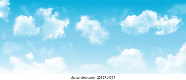 Bright Blue Sky with White Cloud background. Blue Sky vector