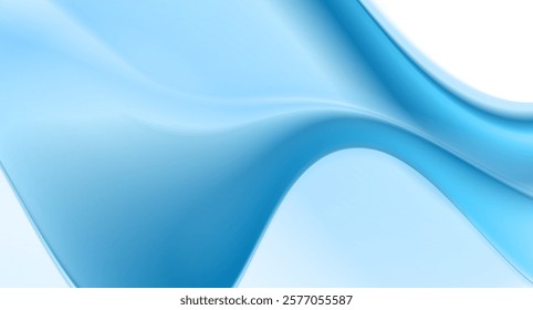 Bright blue smooth blurred wavy abstract elegant fluid background. Vector design