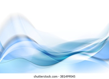 Bright blue smooth waves abstract background. Vector template graphic design