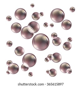 bright blue soap bubbles on white background