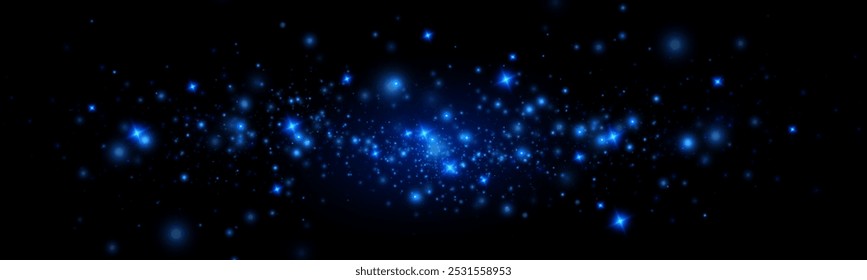 Bright blue sparkling particles. Background decoration.