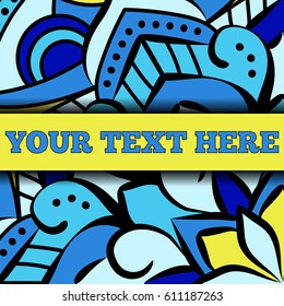Bright blue square leaflets with oriental ornament.Advertising flyers with a place for your text. Vintage cards. Vector illustration.