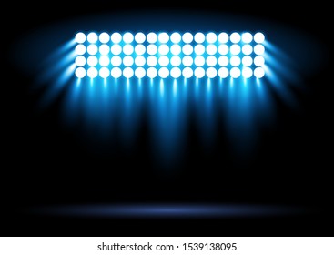 Bright blue stadium arena lighting spotlight Graphic element vector illustration