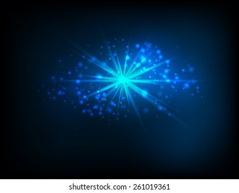 Bright blue star with particles
