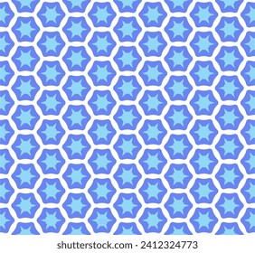 Bright blue star pattern on seamless background design