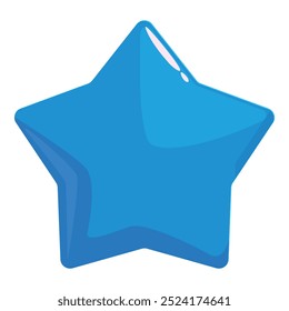 Bright blue star is shining brightly with a glossy finish