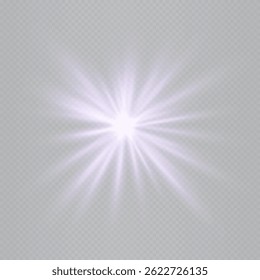 Bright blue star-shaped lens flare isolated on transparent background. Dynamic glow ideal for special effects, digital designs, sci-fi visuals. EPS vector illustration.