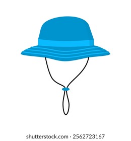 Bright blue sun hat with chin strap