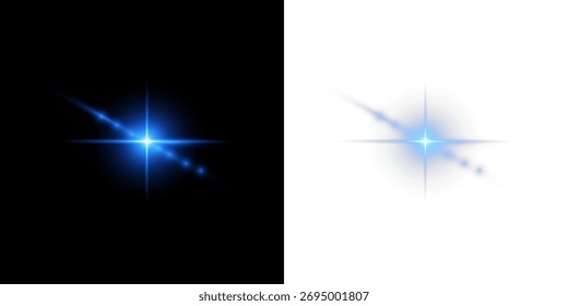 Bright blue sun light flare transparent background PNG.