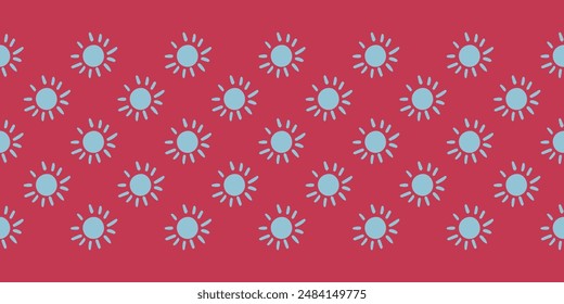 Hellblaues Sonnenmuster auf rotem Hintergrund