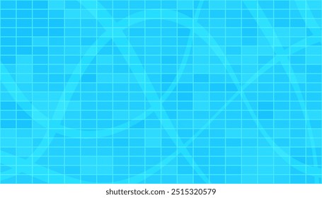 Bright Blue Swimming Pool Mosaic Tile Abstract Texture Pattern Background. Vector Illustration. Wallpaper