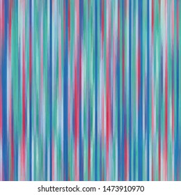 Bright blue, teal, and red vertical soft blurry ikat stripe seamless repeat vector pattern.  Thin vertical random lines.  Great for home decor, fashion, stationary.  Generative Art.