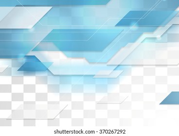 Bright blue tech corporate transparent illustration. Vector background for print flyers, brochure, web graphic design