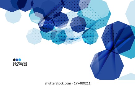 Bright blue textured geometric shapes isolated on white - modern design template