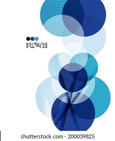 Bright blue textured geometric shapes isolated on white - modern design template