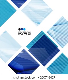 Bright blue textured geometric shapes isolated on white - modern design template