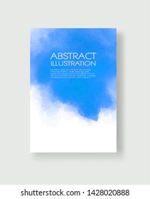Bright blue textures, abstract hand painted watercolor banner, greeting card or invitation templates, vector illustration.