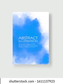 Bright blue textures, abstract hand painted watercolor banner, greeting card or invitation templates, vector illustration.