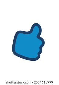 Bright blue thumbs up emoji in vector design, isolated on a white background
