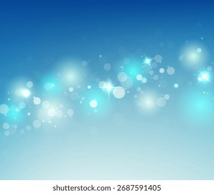 Fundo azul brilhante do Bokeh do vetor com luzes cintilantes do feriado