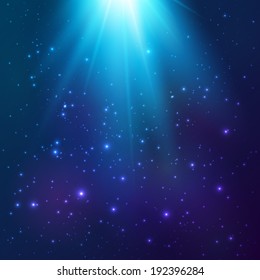 Bright blue vector cosmic light background