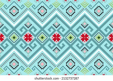 bright blue vintage floral geometric oriental seamless traditional ethnic pattern design for background, carpet, wallpaper backdrop, clothing, wrapping, batik, fabric. embroidery style. vector.