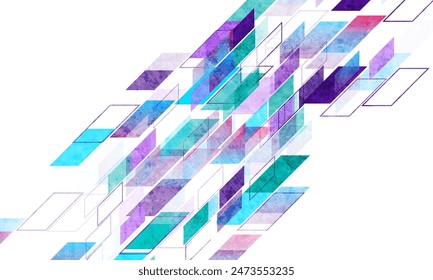 Fondo abstracto geométrico geométrico de la tecnología del grunge de las Formas violeta azul brillante. Diseño retro gráfico de Vector