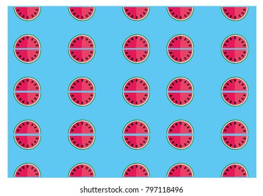 Bright blue wallpaper with watermelon pattern