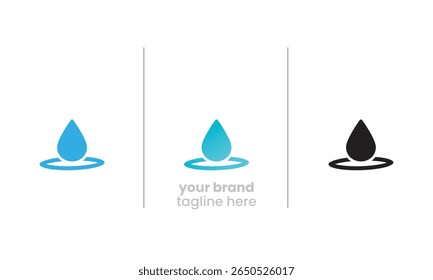 Um ícone de gota de água azul brilhante com ondulação, perfeito para iniciativas de água limpa, projetos de sustentabilidade, marca de filtragem de água e campanhas de hidratação ecológica.