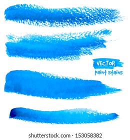 Bright Blue Watercolor Brush Vector Strokes