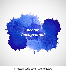 Bright blue watercolor stains. Vector illustration.