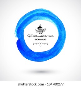 Bright blue watercolor vector circle with place for your text 