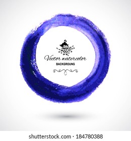 Bright blue watercolor vector circle with place for your text 