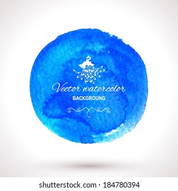 Bright blue watercolor vector circle with place for your text 