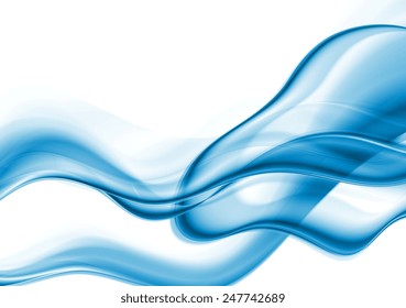 Fundo abstrato de ondas azuis brilhantes. Ilustração vetorial