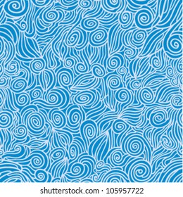 bright blue waves seamless pattern