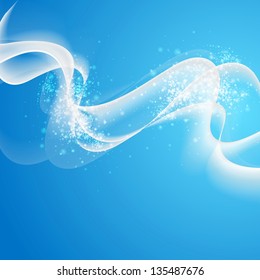 Bright blue wavy background. Vector design eps 10