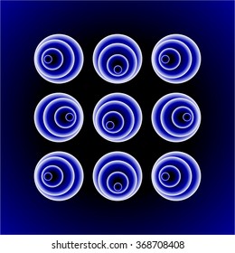 Bright blue and white balloons on a dark blue background. Vector illustration for your design.