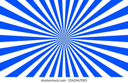 Bright blue and white radial sunburst background with converging lines, offering a bold and dynamic visual effect.
