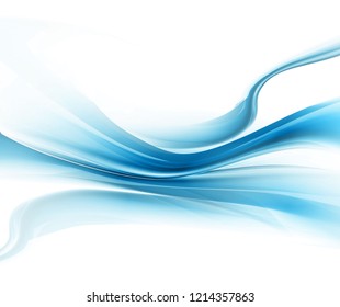 Bright blue and white vector modern futuristic background with abstract waves