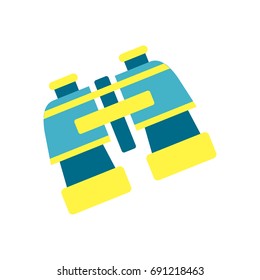 Ilustración aislada binocular de plástico azul y amarillo brillante