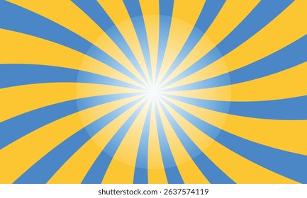 Bright Blue and Yellow Sunburst Design. Bold Stripes for Creative Projects