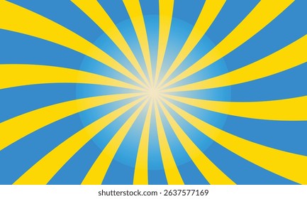 Bright Blue and Yellow Sunburst Design. Bold Stripes for Creative Projects