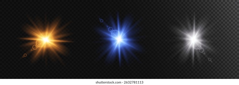 Bright blue yellow and white stars. Stars explode with light. Vector illustration. On a transparent background. - Powered by Shutterstock - Get 15% off with code: PIKWIZARD15
