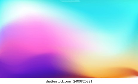 Bright Blurred gradient blue yellow teal pink purple background. Colorful Blurred backdrop with place for text. Vector for your design, banner, poster