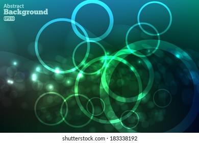 Bright blurred green abstract background with circles.Vector EPS 10 illustration.