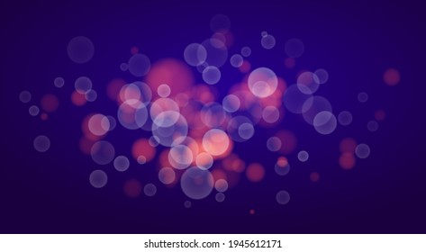 Bright blurred lights vector transparent effect illustration, abstract bokeh background with depth of field effect.