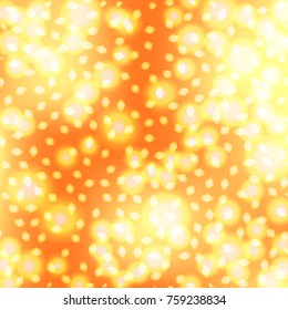 Bright bokeh background. Vector, festive, shiny, defocused illustration. Golden color. 